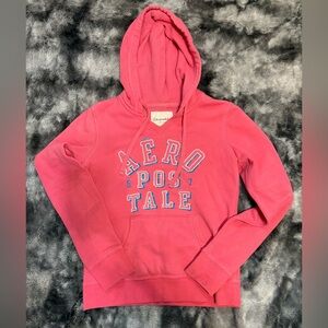 Vintage Aeropostale Women's Coral Hoodie Sweater